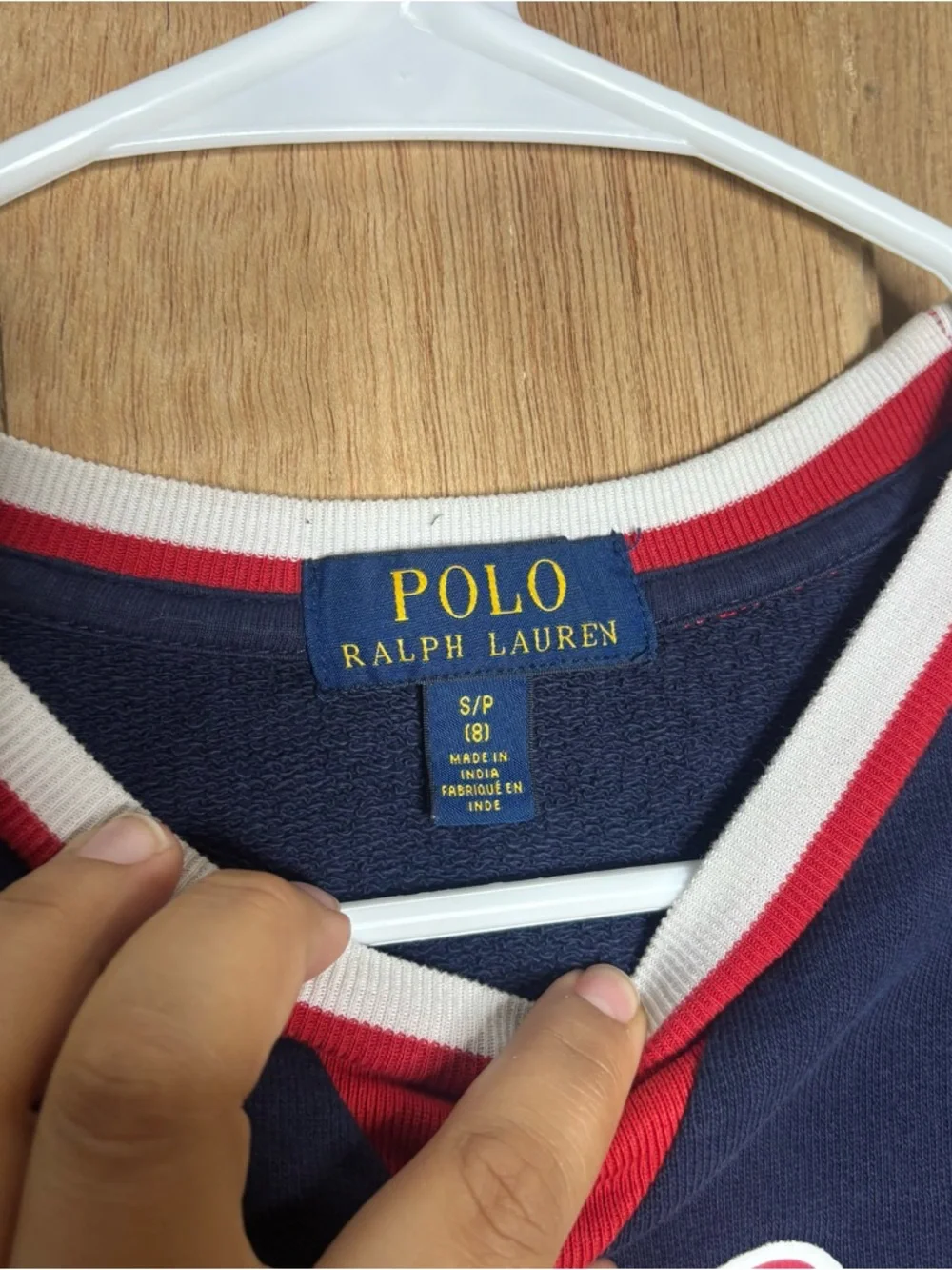 Ralph Lauren boys Navy Sweatshirt with Red & White  size S